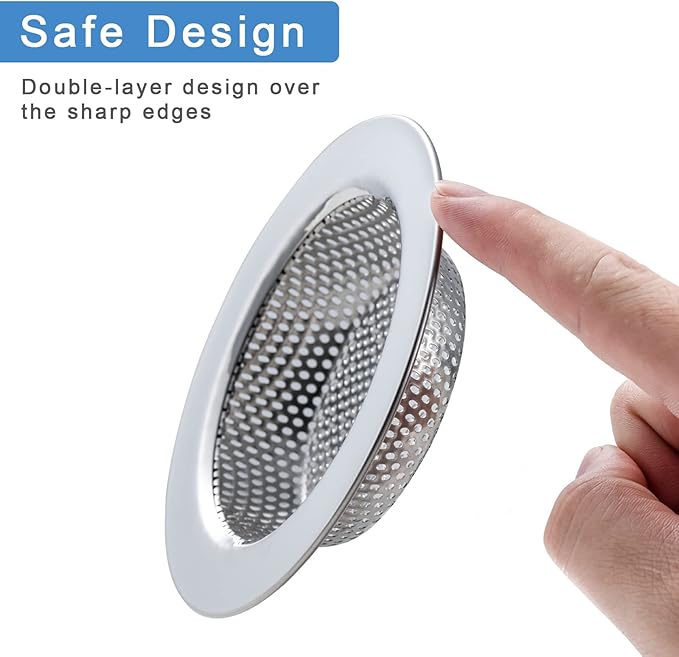 2 Pcs Sink Strainer for Most Kitchen Sink Drain Basket, Upgraded Double-Layer