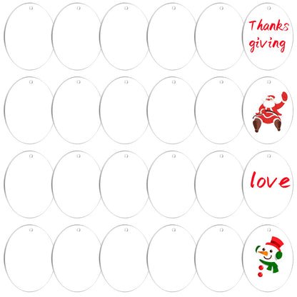 Vivacryl Clear Acrylic Ornaments Blank, 30 Pack Round Christmas Blanks, 4 Inch Diameter with Hole, Plastic Circles Disc for Holiday DIY Craft Decoration