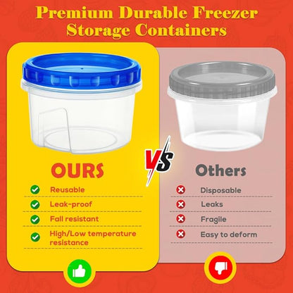 12 Pack 17oz Reusable Freezer Storage Containers