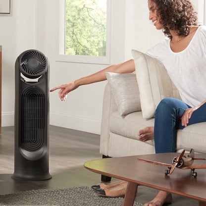 Honeywell TurboForce Tower Fan, 2-in-1 Fan with 6 speeds, quiet operation quality. Stylish Tower Fan for home, room, bedroom or home office - Black, HYF502
