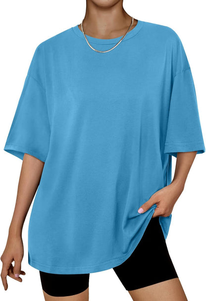 Trendy Queen Womens Oversized Summer T Shirts Plus Size Batwing Cute Casual Tops Short Sleeves Fashion Workout Clothes