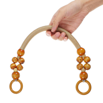 10 PCS Wooden Beaded Purse Handles, 5 Colors Rustic Bead Purse Strap Handles Replacement, Nylon Bag with Beads and Rope for Summer Beach Macrame Crochet Bag DIY Supplies (18.5 in)