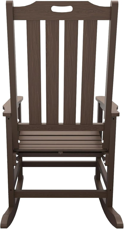 Oversized Rocking Chair Set of 8, Outdoor Rocking Chair for Adults, All Weather Resistant Porch Rocker for Lawn Garden, Brown