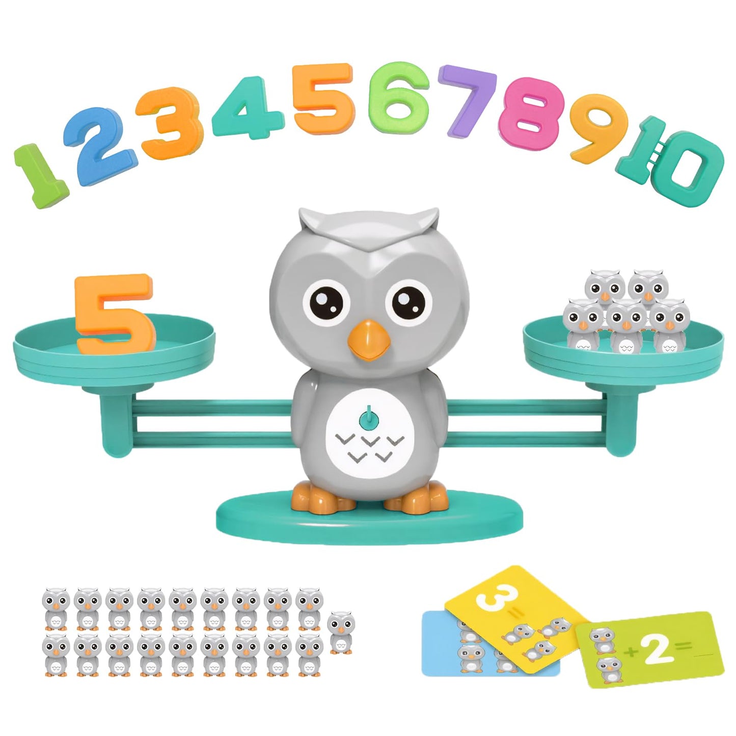 Snugzy Owl Balance Counting Toys, Number Counting Scale Games for Kids Cool Math Learning Games for Boys and Girls Preschool Kindergarten Learning STEM Montessori Educational Toys for 3+