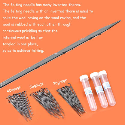 Mayboos 132 Pc Wool Felting Needles - 3 Sizes, Beginner to Professional
