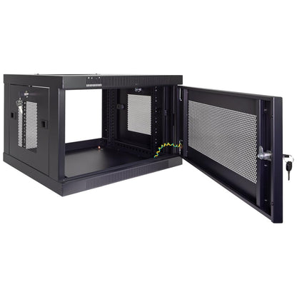 NavePoint 6U Server Cabinet Wall Mount Rack Enclosure with Perforated Door, Locking, Removable Side Panels – 6U Network Cabinet 17.7” Deep, 19 Inch Server Rack for IT and A/V Equipment