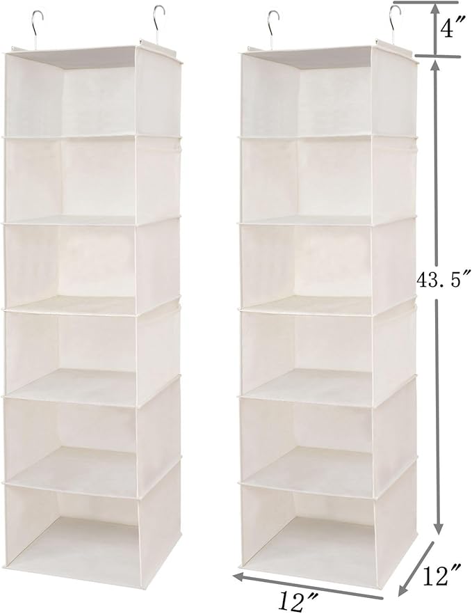 6 Shelves Hanging Closet Organizer, 2 Pack Hanging Storage