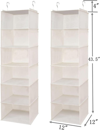 6 Shelves Hanging Closet Organizer, 2 Pack Hanging Storage