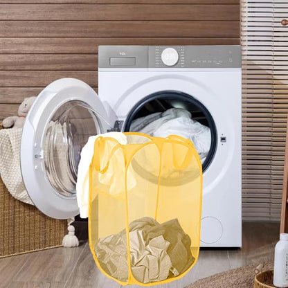 Mesh Pop up Laundry Hamper, Foldable Clothes Hamper Laundry Basket