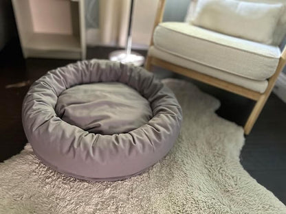 Organic Cotton Canvas Dog Bed: Removable Cover, Natural Fill - Made in USA (Blue Gray, X Large 42" x 8" inches)