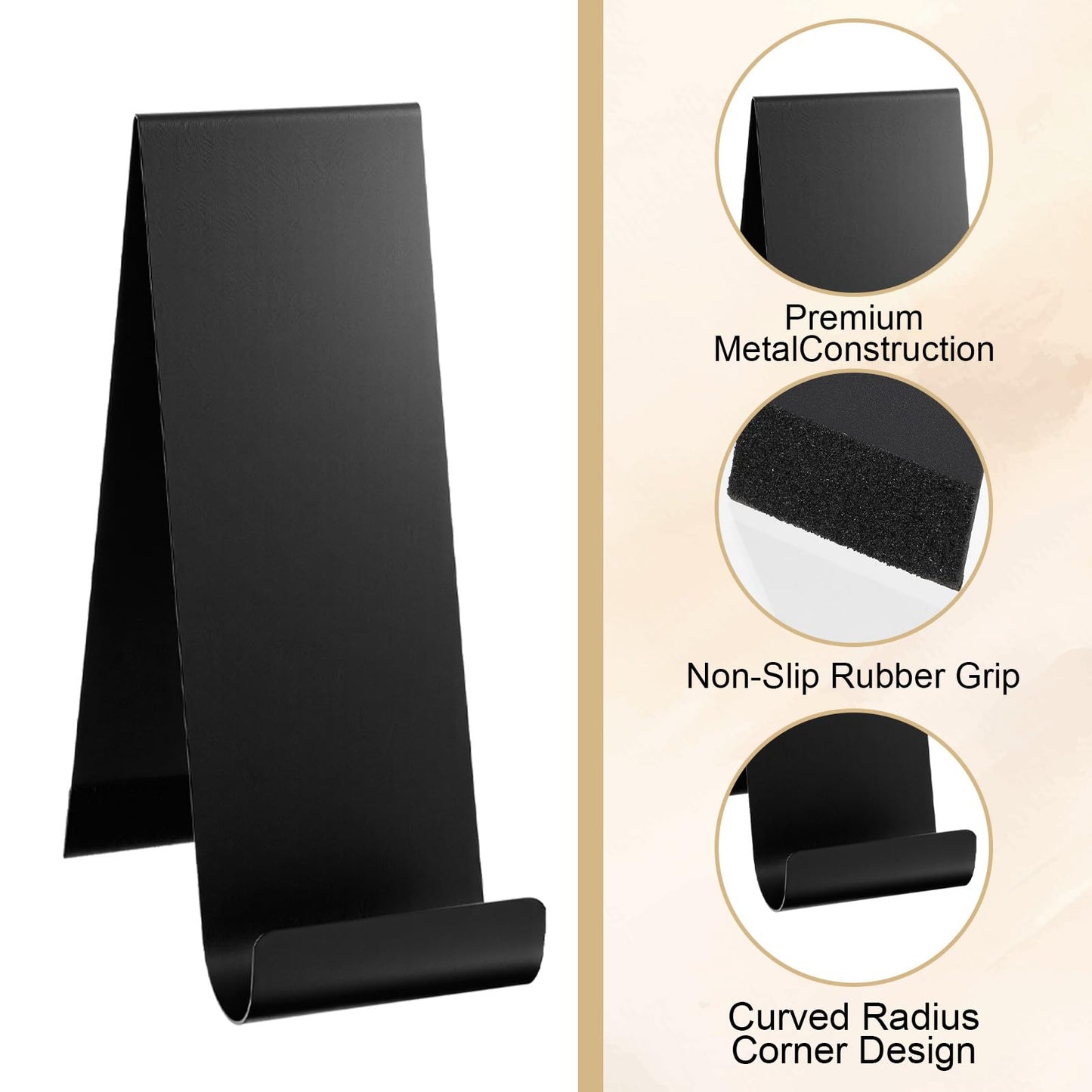 PercyEffie 4 Pcs Black Metal Brochure Holder, 8.9" Black Display Flyer Brochure Holder Stand, Heavy Duty Table Vertical Countertop Literature Organizer for Booklets Pamphlet Magazine Menu Journals