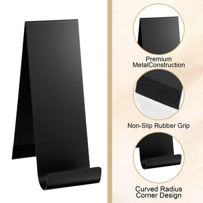 PercyEffie 4 Pcs Black Metal Brochure Holder, 8.9" Black Display Flyer Brochure Holder Stand, Heavy Duty Table Vertical Countertop Literature Organizer for Booklets Pamphlet Magazine Menu Journals