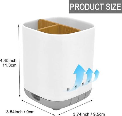 Toothbrush Holder with Bamboo Divider, Detachable