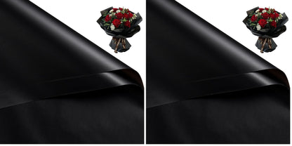WRAPAHOLIC 20 Sheets Flower Wrapping Paper - 22.4 x 22.4 inch Pure Black Water-Resistant Floral Bouquet Wrapping Paper, Florist Supplies Packaging for Wedding Birthday Gift DIY (Pack of 2)