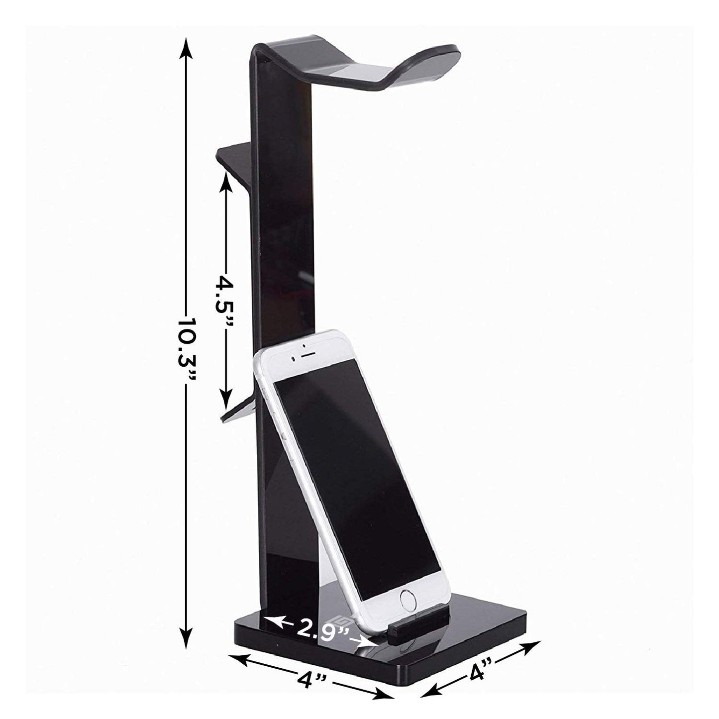 GeekDigg Headphone Stand Gaming Headset Holder For Desk Cable Organizer & Cellphone Stand for All Headphones Size headphone Holder Set Gaming PC Accessories Gaming Station – Black