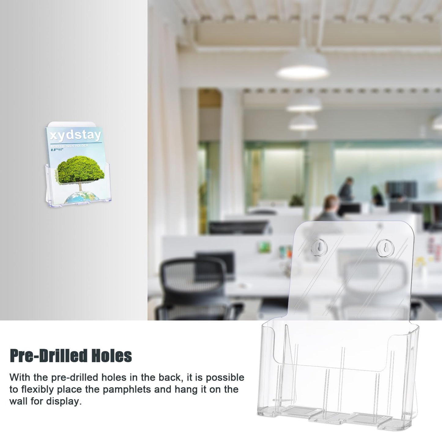 xydstay Acrylic Brochure Holder 8.5x11 Inches Slant Back Design, Clear Display Stand, Plastic Table Stand Sign Holder,Pamphlet Holder Flyer Holder, Acrylic Display Stand, Acrylic Table Signs Plastic Paper Holder for Office, Home, Store, 4 Pack