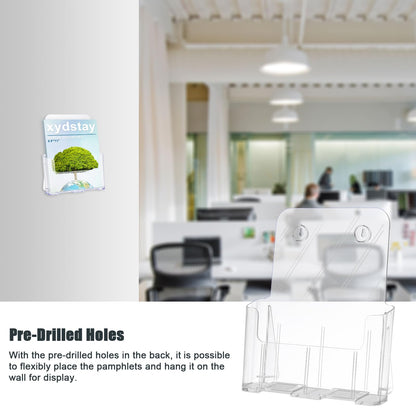 xydstay Acrylic Brochure Holder 8.5x11 Inches Slant Back Design, Clear Display Stand, Plastic Table Stand Sign Holder,Pamphlet Holder Flyer Holder, Acrylic Display Stand, Acrylic Table Signs Plastic Paper Holder for Office, Home, Store, 4 Pack