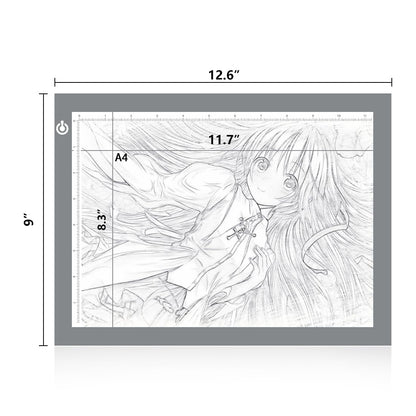 LitEnergy Portable A4 LED Copy Board Light Tracing Box, Silver Ultra-Thin Adjustable USB Power Artcraft LED Trace Light Pad for Tattoo Drawing, Streaming, Sketching, Animation, Stenciling