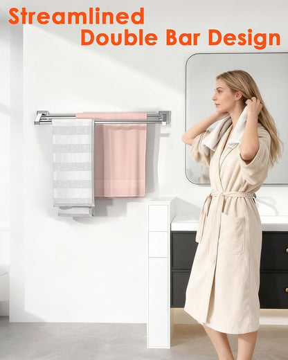 Alise Bath Double Towel Bars,Towel Holder Towel Racks for Bathroom Lavatory,20 Inch SUS304 Stainless Steel Towel Hanger Towel Rail Wall Mount, Polished Chrome