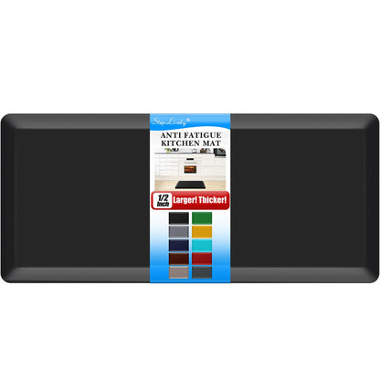 1/2 inch Thick Kitchen Rug - Cushioned Anti Fatigue Mats for Kitchen Floor - Easy to Clean, Waterproof, Non-Slip Kitchen Rug for Sink, Office, Kitchen (17''x39'' Black)