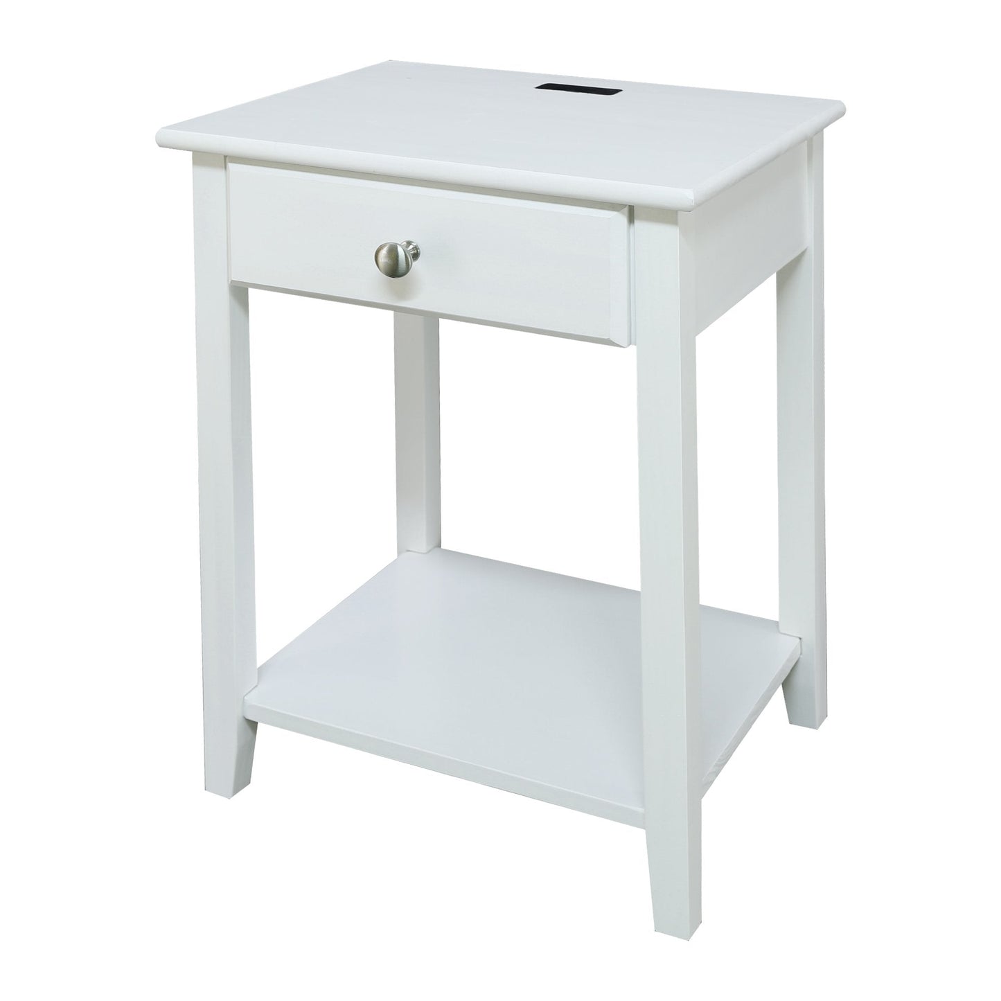 Casual Home Owl Night Stand with USB Port Charging Station and Drawer, 17.5" W x 14.25" D x 24.5" H, Natural Gray