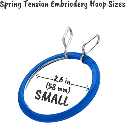 Nurge Premium Quality, Metal Spring Tension Embroidery Hoops, Cross Stich Hoop, Darning Hoops, Embroidery Tension Shed (Blue, Siz Mix)