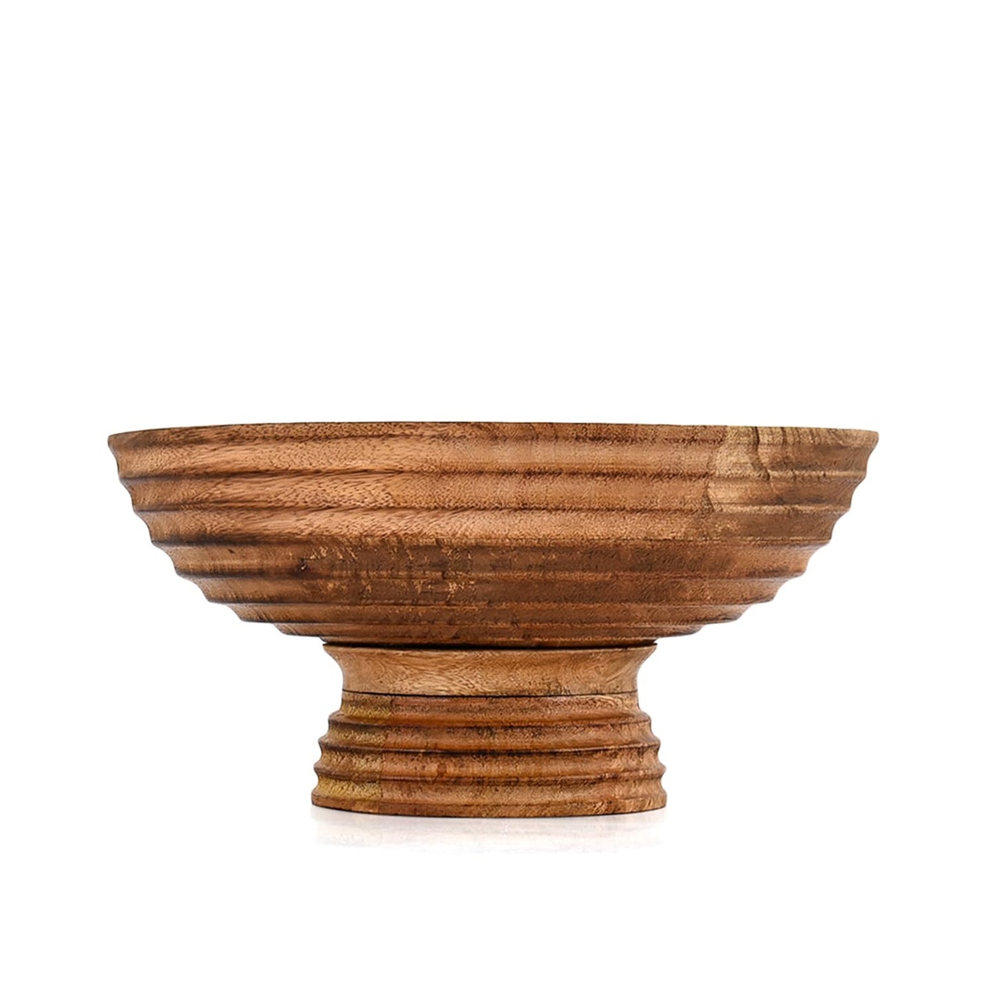 Mahasu Decorative Bowl Mango Wood Footed Bowl Round Shaped For Fruit,Dessert Platter Tray Centerpieces Home Party (10" X 10'' X 4.75")