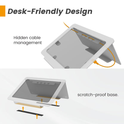 Beelta Tablet Desk Stand, All Metal 30° Ergonomic with Security Cable Lock for Office, POS Counter, Reception - Compatible with iPad 10th(10.9"), Pro 11", Air 4/5, Air 11"(M2/M3/M4), iPad 11"(A16)