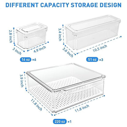 POMEAT 10 Pack Fridge Organizer, Stackable Refrigerator Organizer Bins