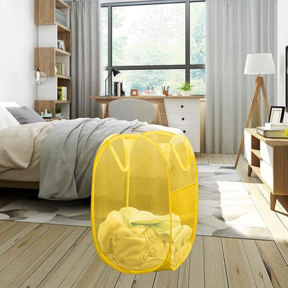 Mesh Pop up Laundry Hamper, Foldable Clothes Hamper Laundry Basket