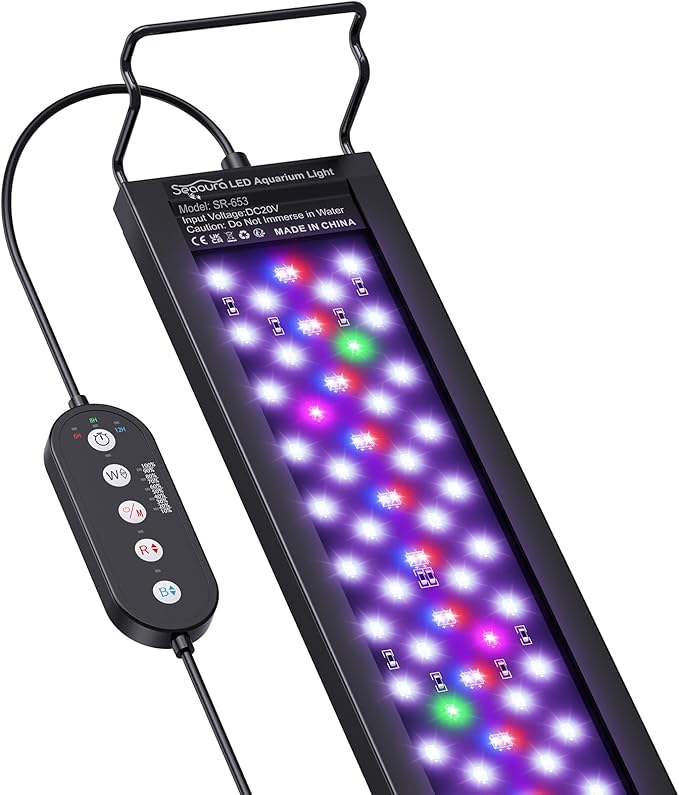 SEAOURA Aquarium LED Light for 12-18in Freshwater Tank, Full Spectrum Aquarium Light for Plant Growth, 6H/8H/12H Timer, WRB 3 Channel Customizable, 10 Brightness & 11 Colors, Adjustable Bracket