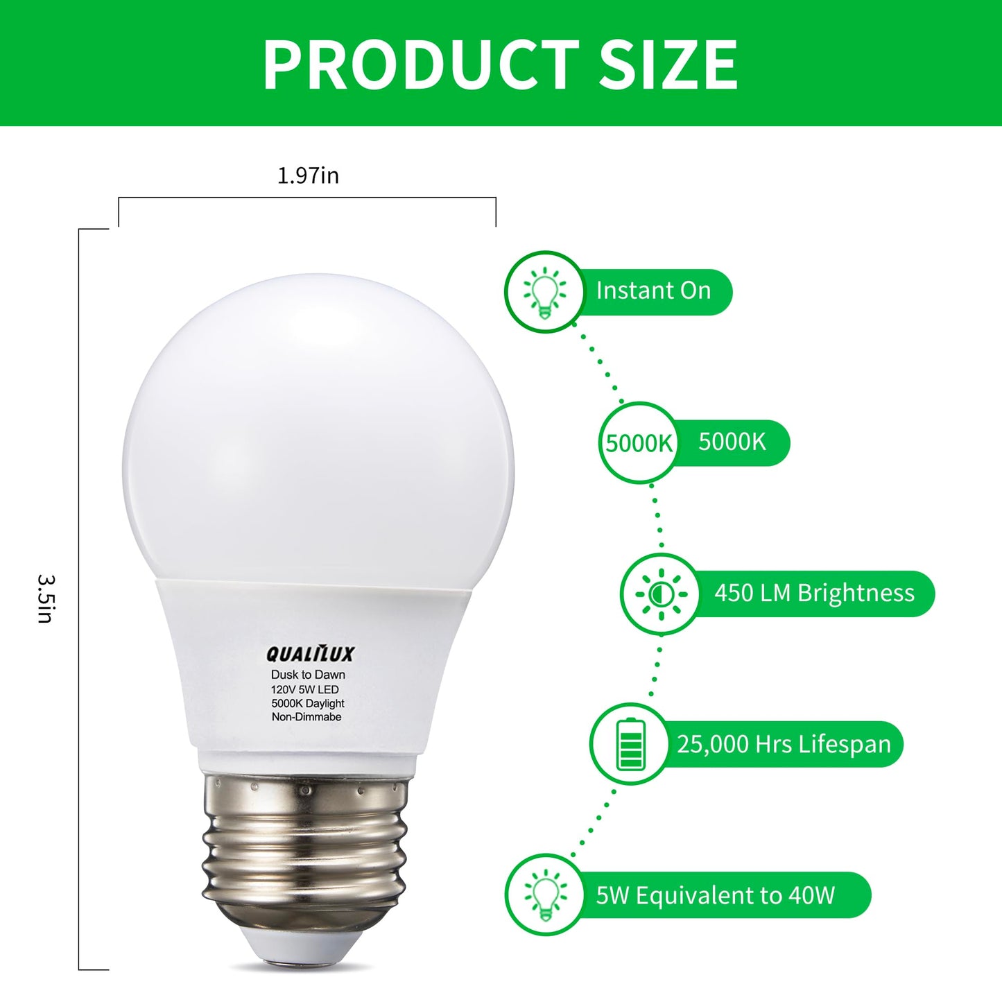 Dusk to Dawn Light Bulbs, Auto On/Off Light Sensing LED Bulbs Outdoor, Vintage Amber, Edison ST19 2-Pack, 6.5W 700LM 60W Equivalent, HQ-H027