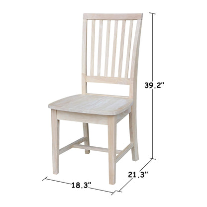 International Concepts Mission Side Chairs, Armless, Solid Parawood, Unfinished (Set of 2)