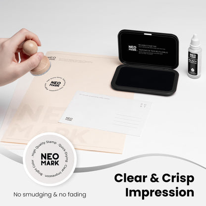 NEO MARK Medium Stamp Pad Kit (1oz Ink Included)-2.8"x 4.4", Magnetic Lid, Premium Quality Felt Stamp Pad (Black)