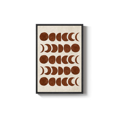 Framed Mid Century Modern Moon Phase Wall Art for Living Room, Neutral Brown Beige Boho Geometric Print Canvas Artwork for Walls, Vertical Pictures Wall Decor for Bedroom Home Office Hallway, 24x36 In