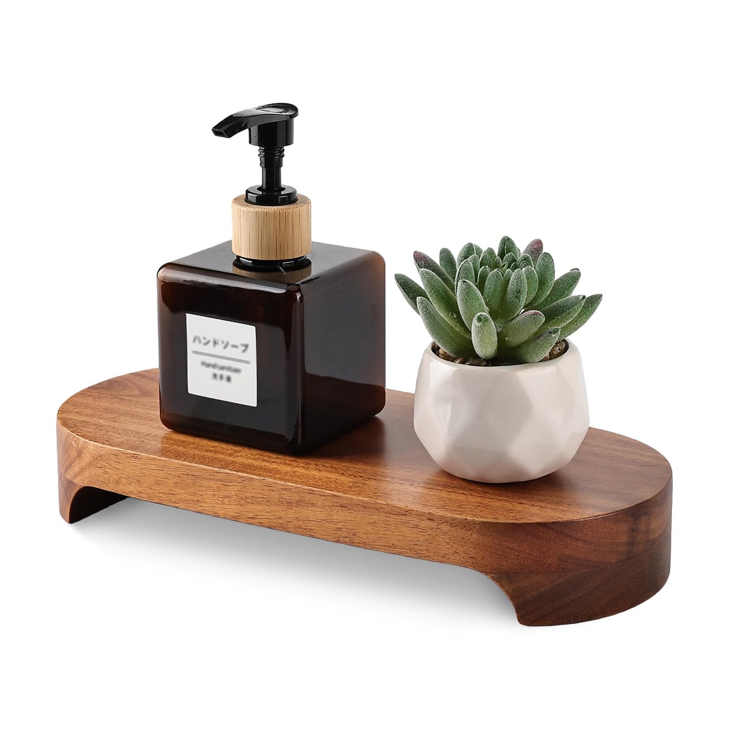 CAMLOT Acacia Wood Risers for Decor Display, Bathroom Counter Decorative Tray, Soap Dish Risers, Pedestal Stand for Bottles,Candle,Plant, Counter Decor for Vanity. (Nature Acacia)