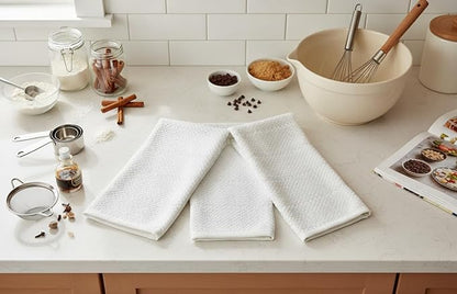 Serafina Home White Kitchen Hand Dish Towels: 100% Cotton Cloth Soft Cleaning