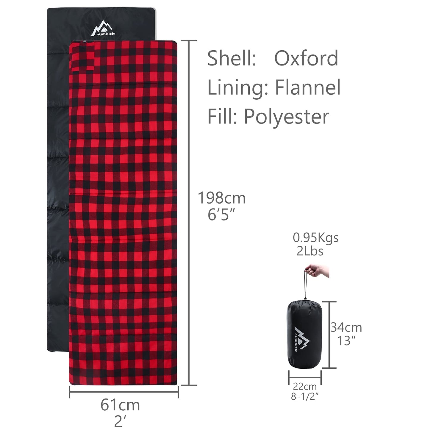 Heated Sleeping Bag pad, Heated Sleeping Bag Liner, 5 Heating Zones, Multi USB Power Supported, Operated by Battery Power Bank or Other USB Power Supply, Compact Bag Included.