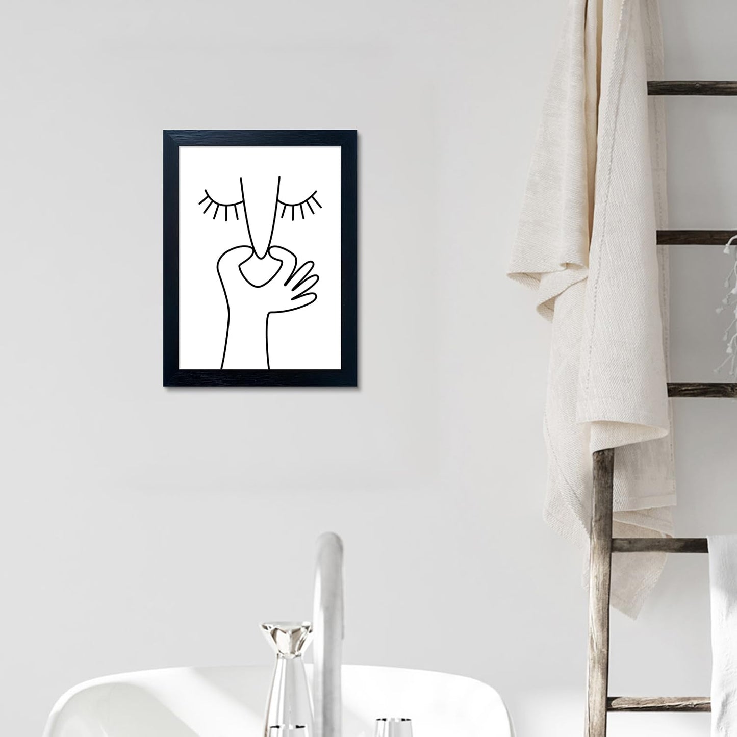 Bathroom Picture Wall Decor, Framed Black and White Bathroom Wall Art, Toilet Paper in Little Funny Raccoon's Hand Animal Canvas Print Painting