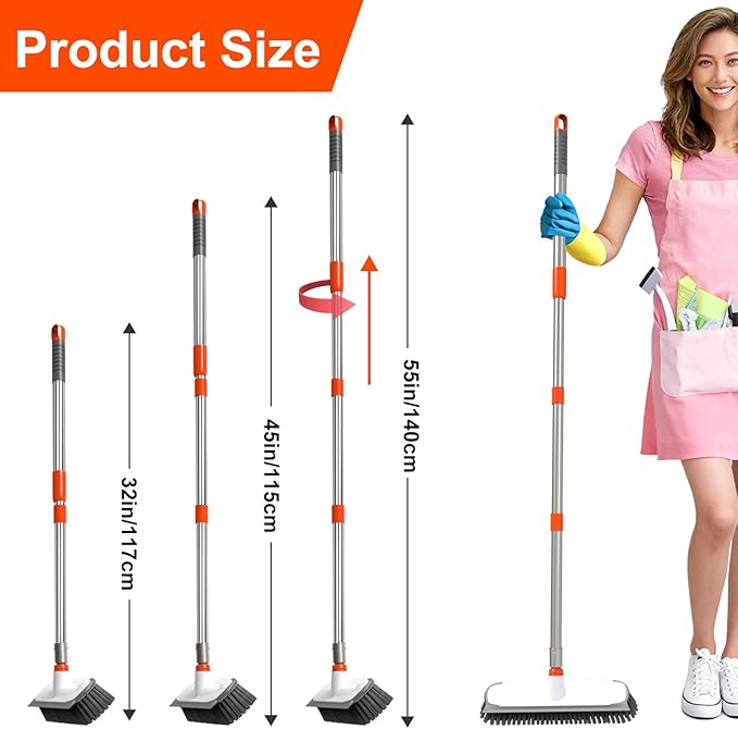 Floor Scrub Brush with Long Handle, Stiff Bristles Deck Brush, BITOPE