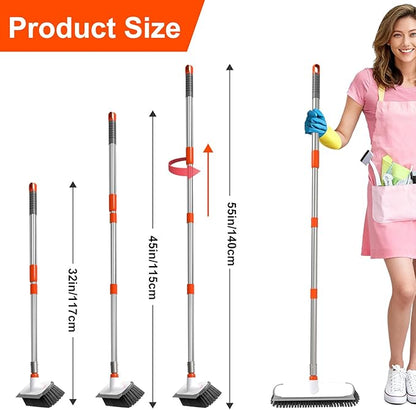BITOPE Deck Scrub Brush with Long Handle, Heavy Duty Floor Cleaning Brush