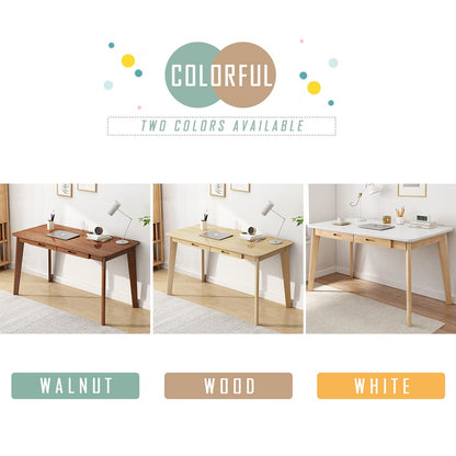 IOTXY Solid Wood Writing Desk - Home Office Workbench Desk with Drawer, 47.24" Width Laptop Computer Work Study Table