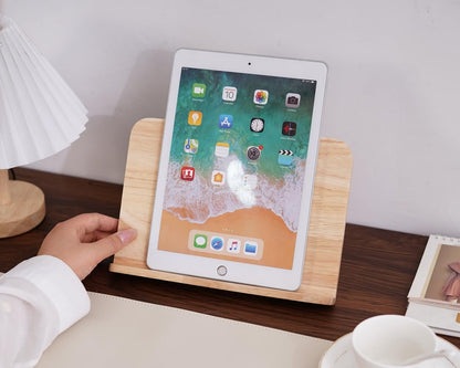 MTWhirldy Adjustable Wood ipad Stand for Desk, Foldable Multi-Angle Tablet Holder Stand Compatible with ipad pro 12.9,Mini, Air, Kindle, Tab,E-Reader 6-13" Tablet and Phone (Rubberwood)