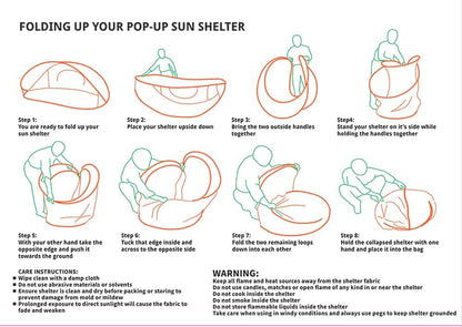 Pop-Up Beach Tent Sun Shade Portable Outdoor Family Shade Tent with Carrying Bag (Shelter Measures: 86" L x 47" W x 39" H)