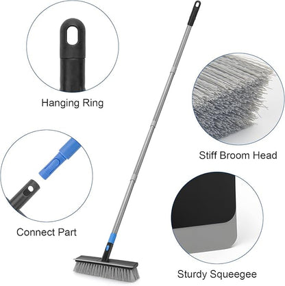 KeFanta Deck Brush with Long Handle, 2 in 1 Floor Scrub Brush