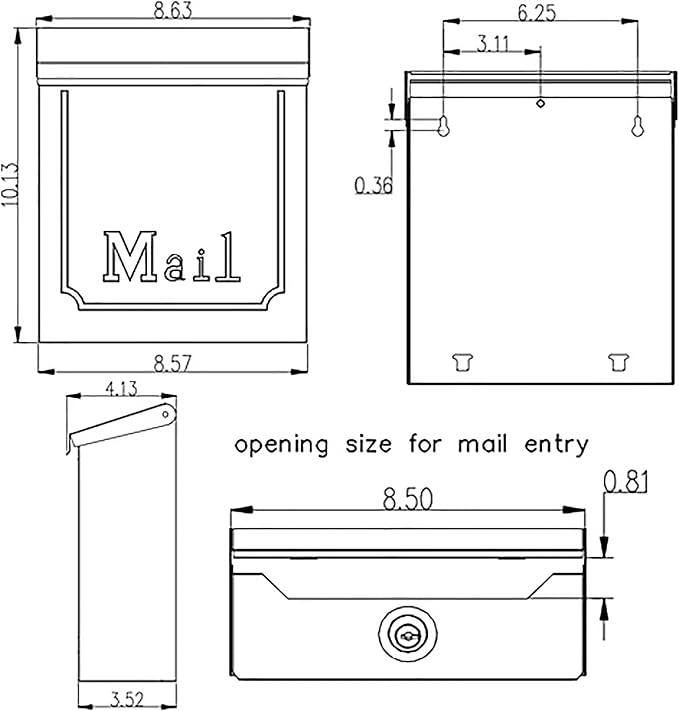 ARCHITECTURAL MAILBOXES Townhouse Vertical Small Capacity, Galvanized Steel Wall Mount Mailbox, 4.1 x 8.6 x 10.1 inches, Black | Galvanized steel build with a concealed lock and key drop box and weather-resistant outdoor construction.