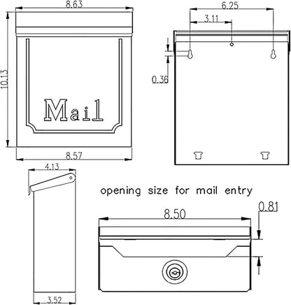 ARCHITECTURAL MAILBOXES Townhouse Vertical Small Capacity, Galvanized Steel Wall Mount Mailbox, 4.1 x 8.6 x 10.1 inches, Black | Galvanized steel build with a concealed lock and key drop box and weather-resistant outdoor construction.