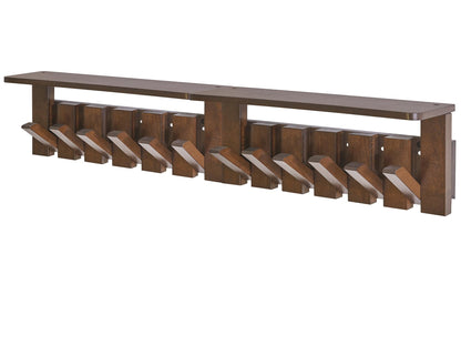 YMYNY Coat Rack Wall Mount with Shelf, 2 Pack Wall Shelf with Retractable Hooks, Wooden Wall Coat Rack for Entryway, Bedroom for Hanging Clothes/Coats/Keys/Hats/Towels/Bags, Walnut, HWS008H-2