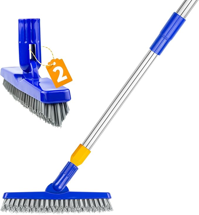 ITTAHO 2 Pack Grout Brush with Long Handle, 56.5'' Swivel Grout Cleaning Brush