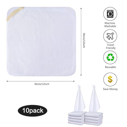 SINLAND Microfiber Facial Cloths Fast Drying Washcloth 12inch x 12inch White 10